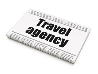 Vacation concept: newspaper headline Travel Agency on White background, 3D rendering