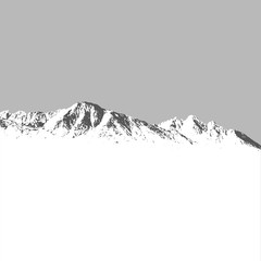 Mountains covered with snow winter landscape on grey background