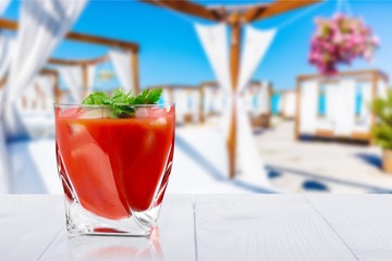 Glass of alcohol  cocktail on desk
