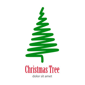 Logotipo Christmas Tree con arbol abstracto en garabato