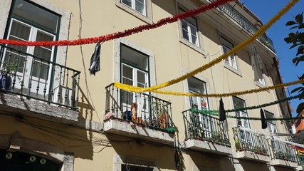 Fototapeta premium residencial area of lisbon with colorful houses