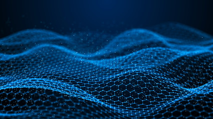 Data technology background. Abstract background. Connecting dots and lines on dark background. 3D rendering. 4k.