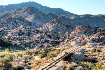 Old train tracks in the desert of Southern California
