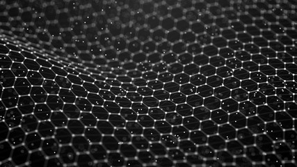 Data technology background. Abstract background. Connecting dots and lines on dark background. 3D rendering. 4k.