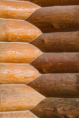 Corner of blockhouse from logs. Texture of logs from the wooden house