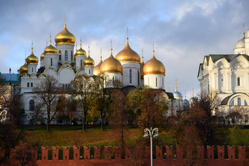 Architecture of Moscow Kremlin. Color photo.