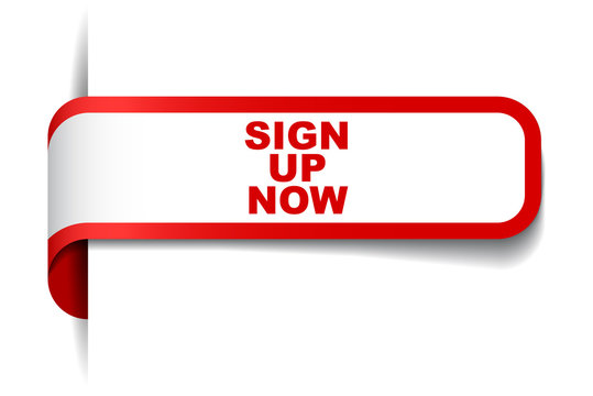 red vector banner sign up now
