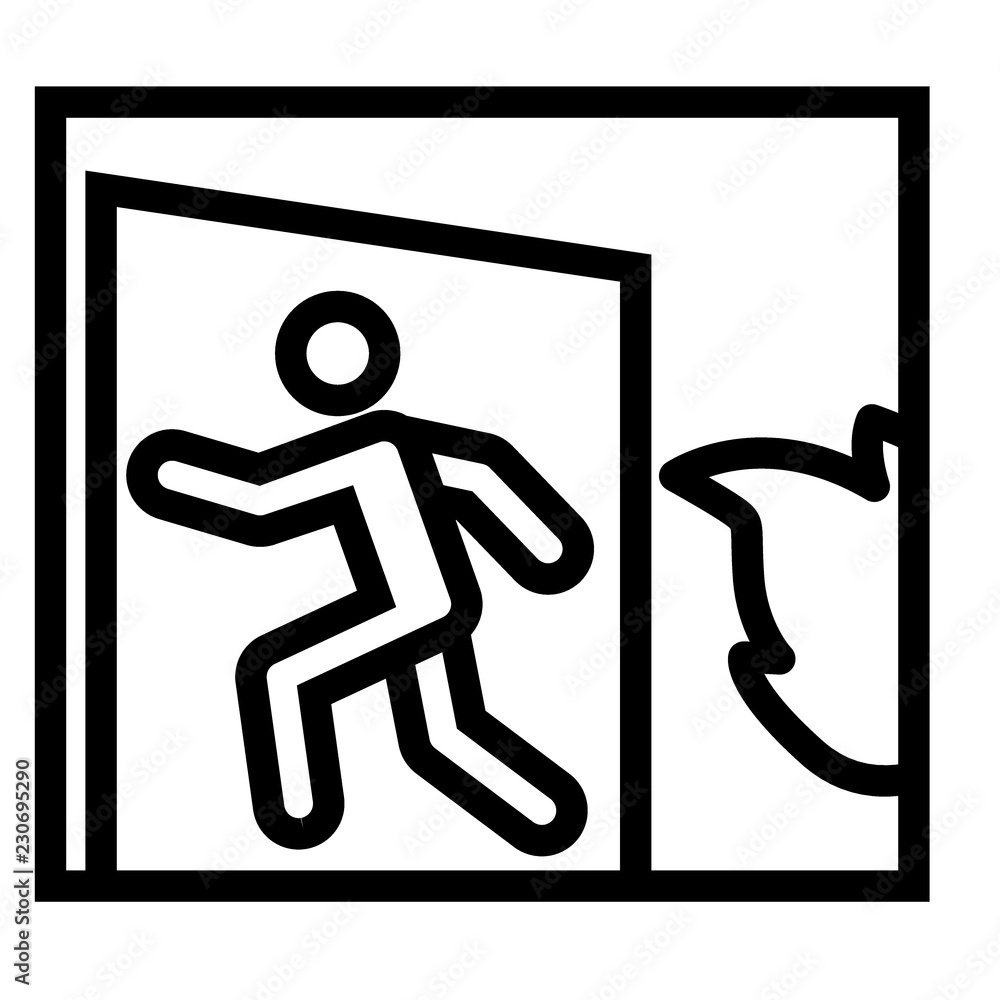 Poster Emergency exit line icon. Fire exit vector illustration isolated on white. Emergency exit outline style design, designed for web and app. Eps 10.