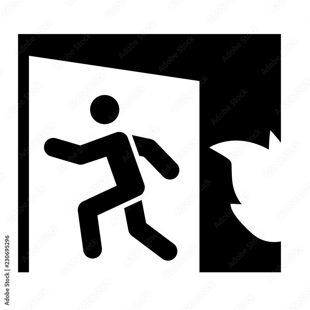 Poster emergency exit solid icon. fire exit vector illustration isolated on white. emergency exit glyph sty