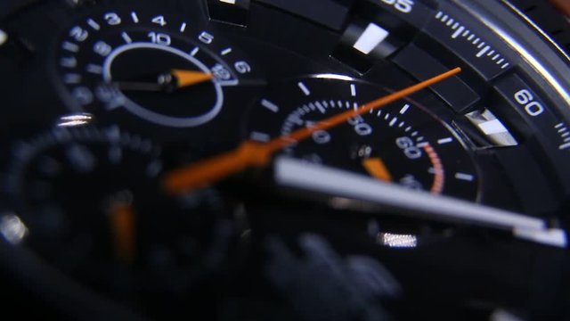 Chronograph tactical watch in operation