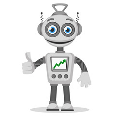 The robot with the graph up on the screen shows like 
