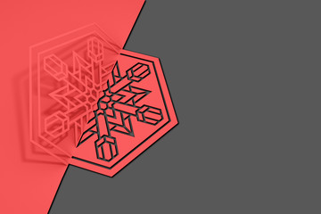 Carved paper snowflake folded in half, bent, casts a beautiful shadow 3d illustration