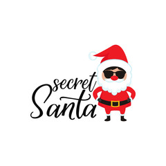 Fototapeta na wymiar Secret Santa. Lettering. calligraphy vector illustration. winter holiday design