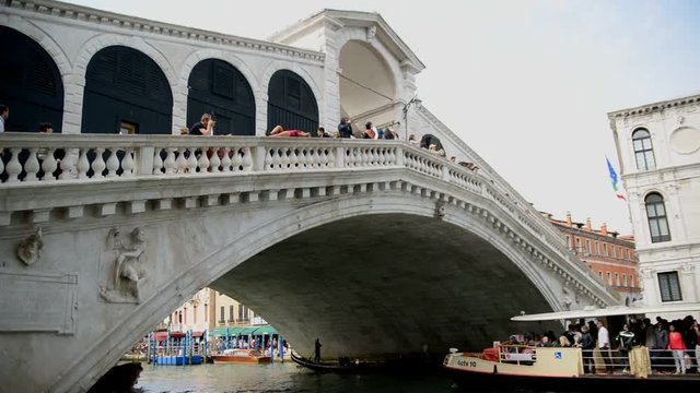 View of the Rialto bridge in Venice, Italy