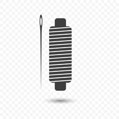 Icon spools of thread for sewing with a needle. Vector illustration on a transparent background.