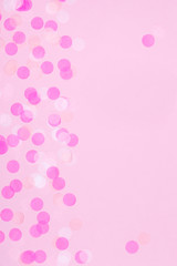 Creative pastel fantasy holiday card with confetti. Baby shower, birthday, celebration concept.