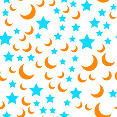 Seamless vector EPS 10 with Night sky and stars. Flat geometric pattern texture. Multicolor abstract background for print and textile