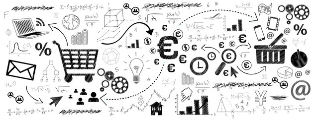 lavagna, icone, sfondo, negozio, commercio