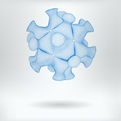 Vector 3D Model HIV Virus Particle Drawing - Human Immunodeficiency Virus Structure Concept Icon
