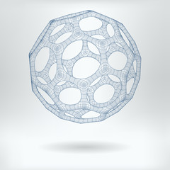 Vector 3D Structure Hexagonal Fullerene Molecule Concept Icon -  Nanoparticles Scientific Drawing
