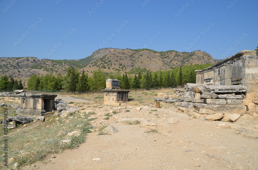 Canvas Prints hyerapolis pamukkale turkey antique city buildings landscape stones ruins summer nature