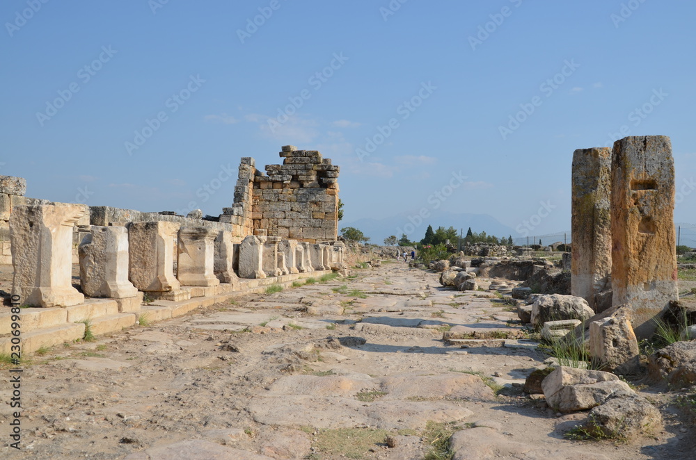 Canvas Prints hyerapolis pamukkale turkey antique city buildings landscape stones ruins summer nature