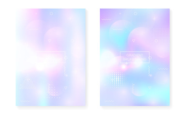 Fluid shapes cover with liquid dynamic background. Holographic bauhaus gradient with memphis. Graphic template for book, annual, mobile interface, web app. Bright fluid shapes cover.