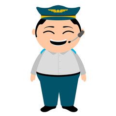 Asian airplane pilot cartoon character. Vector illustration design