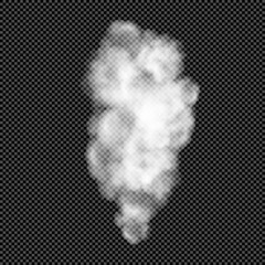 White Jet of Vapor Isolated on Transparent Background  - Vector Clouds or Column of Smoke, Plume of Steam from Vaporizer,  
