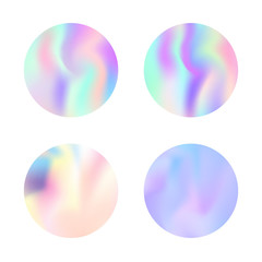 Hologram abstract backgrounds set. Liquid Gradient backdrop with hologram. 90s, 80s retro style. Pearlescent graphic template for banner, flyer, cover, mobile interface, web app.