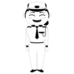 Traditional asian police cartoon character. Vector illustration design