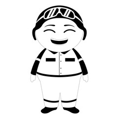 Traditional asian pilot cartoon character. Vector illustration design