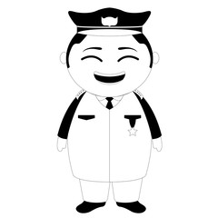 Asian military captain cartoon character. Vector illustration design