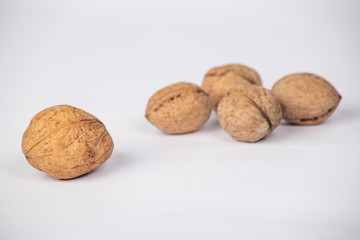 walnut, food, nut, isolated, brown, white, shell, nutshell, healthy, nuts, fruit, walnuts, cracked, snack, ingredient, closeup, open, organic, nutrition, diet, hard, macro, natural, group, nature