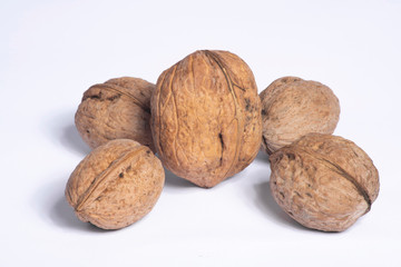 walnut, food, nut, isolated, brown, white, shell, nutshell, healthy, nuts, fruit, walnuts, cracked, snack, ingredient, closeup, open, organic, nutrition, diet, hard, macro, natural, group, nature