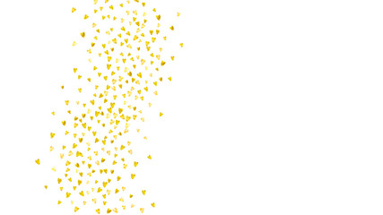 Heart border background with gold glitter. Valentines day. Vector confetti. Hand drawn texture.
 Love theme for poster, gift certificate, banner. Wedding and bridal template with heart border.