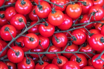 Close-up group of fresh red ripe tomatoes.Organic vegetables tomato in the tray market agriculture farm.Delicious red tomatoes.Can be use as background.