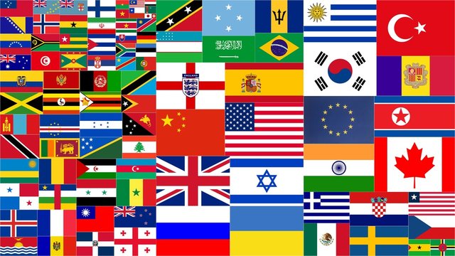 Various country world flags collection