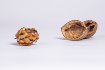 walnut, food, nut, isolated, brown, white, shell, nutshell, healthy, nuts, fruit, walnuts, cracked, snack, ingredient, closeup, open, organic, nutrition, diet, hard, macro, natural, group, nature