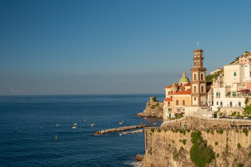 Fototapeta na wymiar View of Atrani on the Amalfi coast at dawn