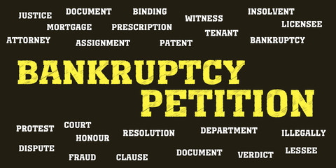 bankruptcy petition Words and tags cloud