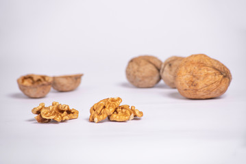 walnut, food, nut, isolated, brown, white, shell, nutshell, healthy, nuts, fruit, walnuts, cracked, snack, ingredient, closeup, open, organic, nutrition, diet, hard, macro, natural, group, nature