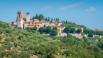 The idyllic village of Corciano, near Perugia, in the Umbria region of Italy.