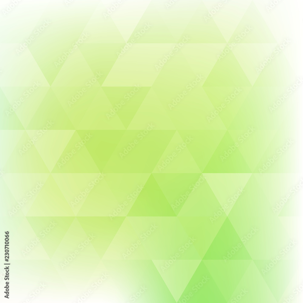 Poster Abstract light greenery background textured by triangles. Green vector pattern