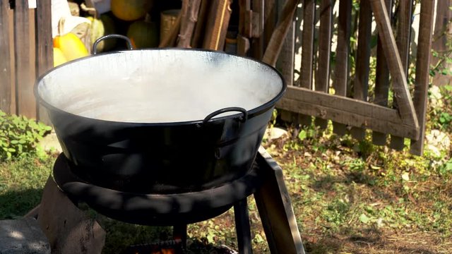 Old way of making apple jam-Cooking - (4K)