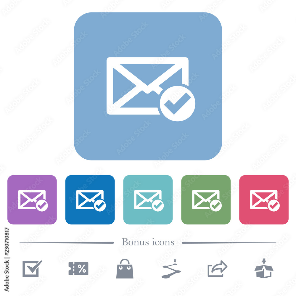 Aufkleber mail read flat icons on color rounded square backgrounds