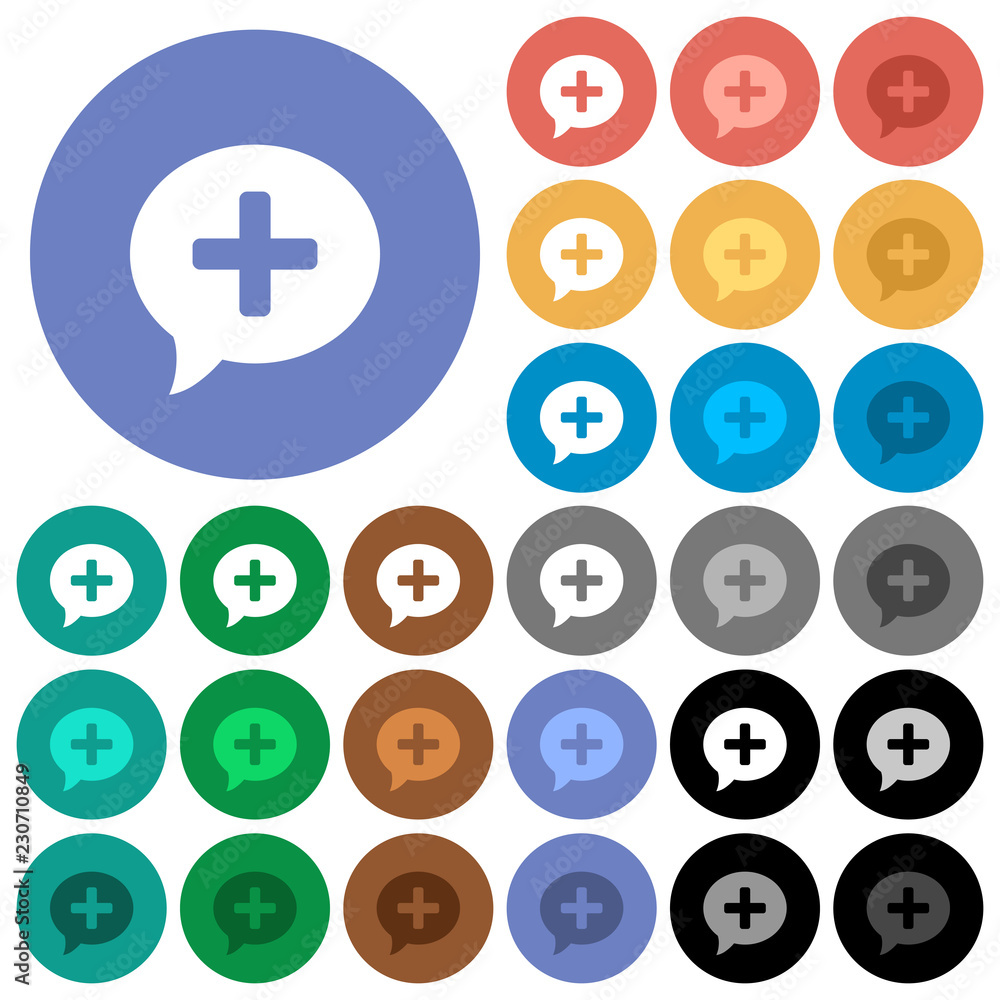Poster add comment round flat multi colored icons