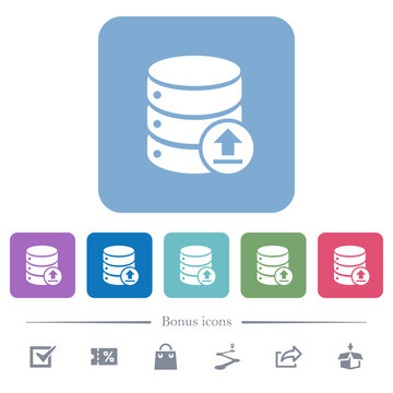 Restore database flat icons on color rounded square backgrounds