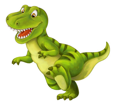 cartoon happy and funny dinosaur - tyrannosaurus - illustration for children