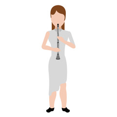 Female avatar playing a flute. Vector illustration design